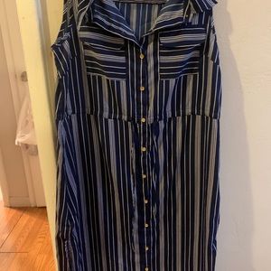 Blue and white striped dress